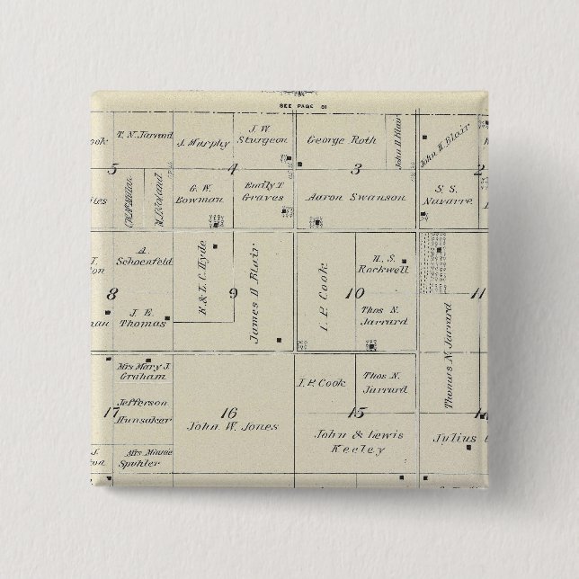 T20S R26E Tulare County Section Map 2 Inch Square Button (Front)