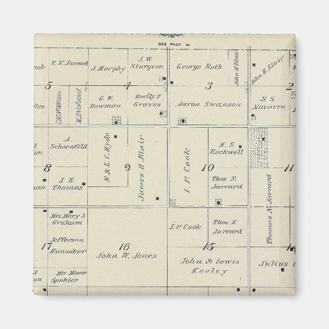 T20S R26E Tulare County Section Map Magnet (Front)