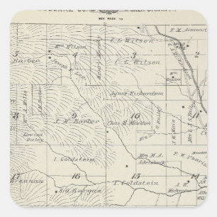 T20S R29E Tulare County Section Map Square Sticker