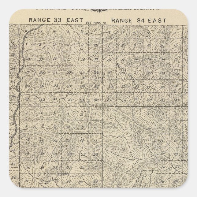T2124S R3235E Tulare County Section Map Square Sticker (Front)
