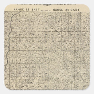 T2124S R3235E Tulare County Section Map Square Sticker