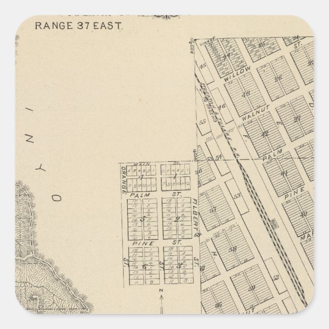 T2124S R3637E Tulare County Section Map Square Sticker (Front)