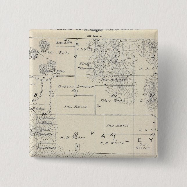 T21S R28E Tulare County Section Map 2 Inch Square Button (Front)