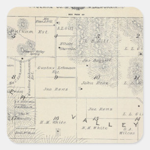 T21S R28E Tulare County Section Map Square Sticker