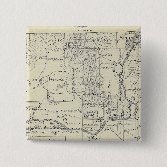 T21S R29E Tulare County Section Map 2 Inch Square Button (Front)