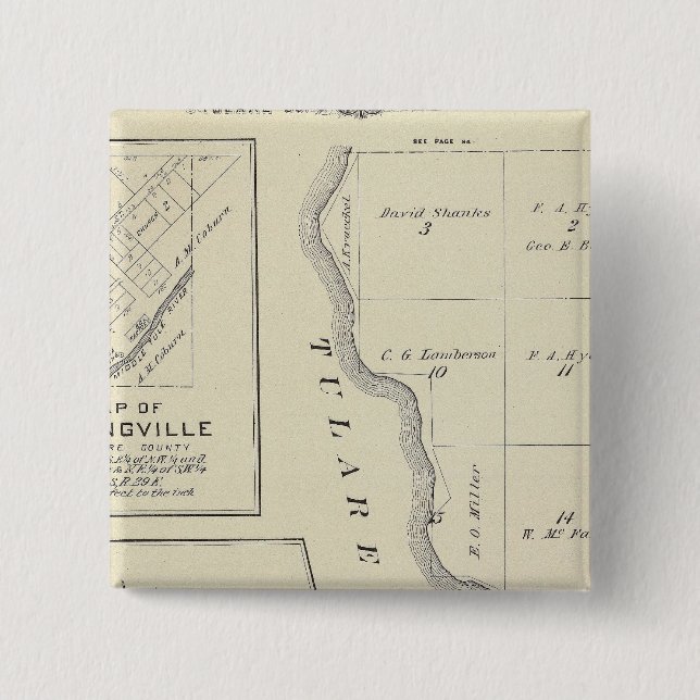 T22S R22E Tulare County Section Map 2 Inch Square Button (Front)