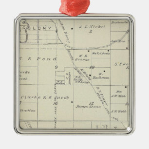 T22S R23E Tulare County Section Map Metal Ornament