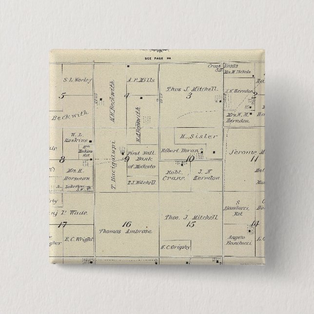 T22S R24E Tulare County Section Map 2 Inch Square Button (Front)