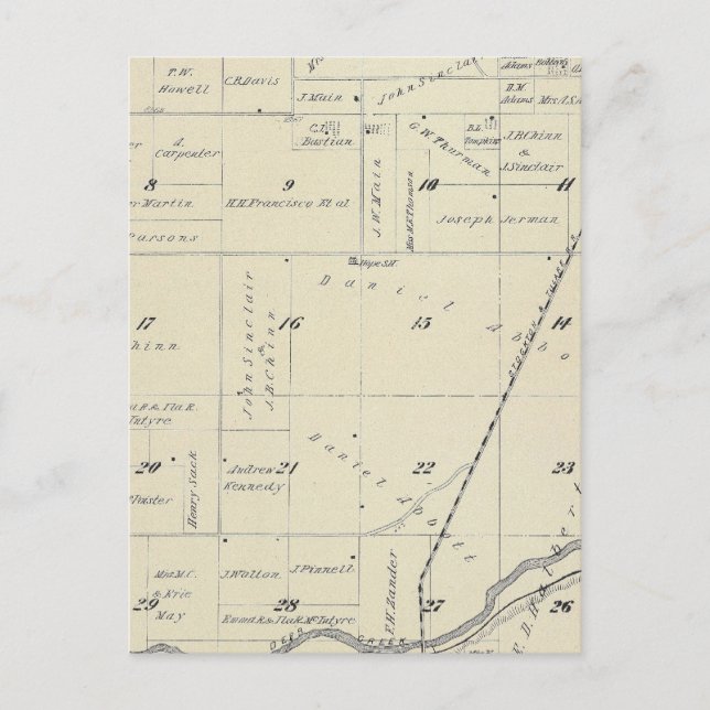 T22S R27E Tulare County Section Map Postcard (Front)
