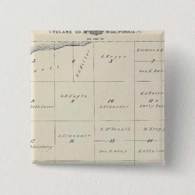 T23S R22E Tulare County Section Map 2 Inch Square Button (Front)