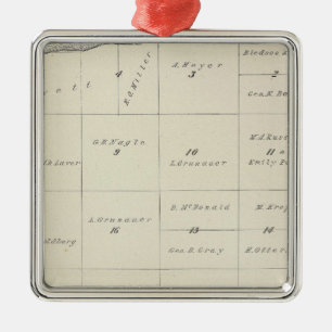 T23S R22E Tulare County Section Map Metal Ornament