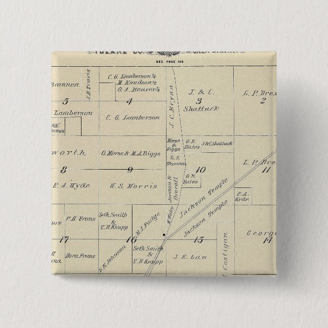 T23S R23E Tulare County Section Map 2 Inch Square Button (Front)