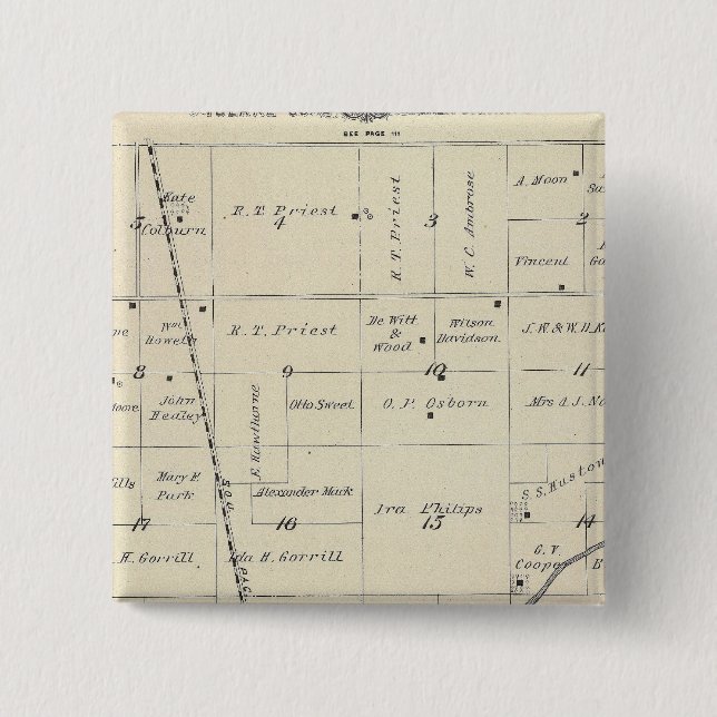 T23S R25E Tulare County Section Map 2 Inch Square Button (Front)