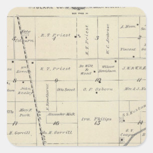 T23S R25E Tulare County Section Map Square Sticker