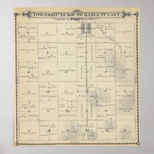 T23S R27E Tulare County Section Map Poster