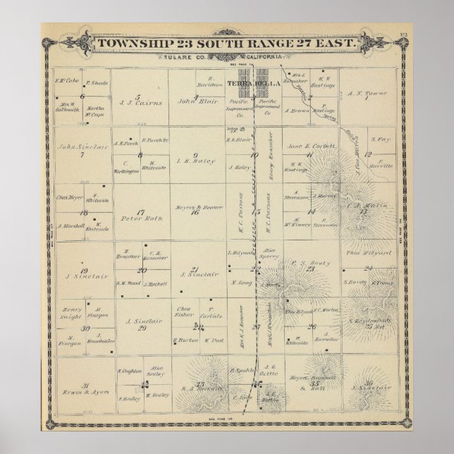 T23S R27E Tulare County Section Map Poster (Front)