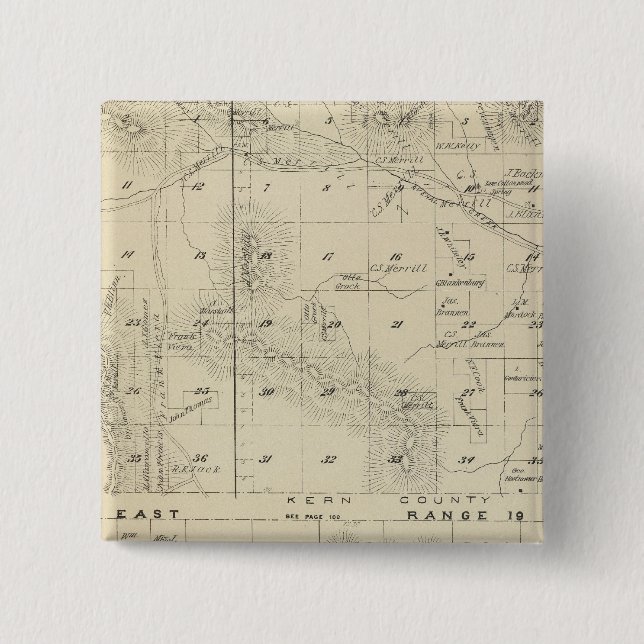 T24S R1619E Tulare County Section Map 2 Inch Square Button (Front)