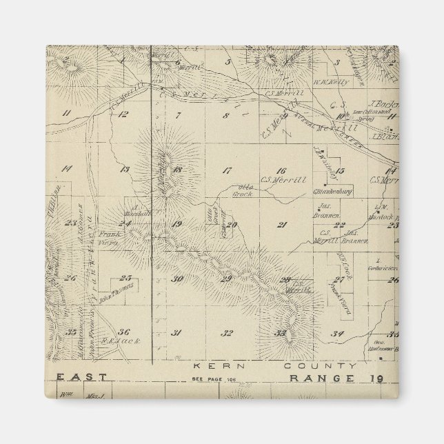 T24S R1619E Tulare County Section Map Magnet (Front)