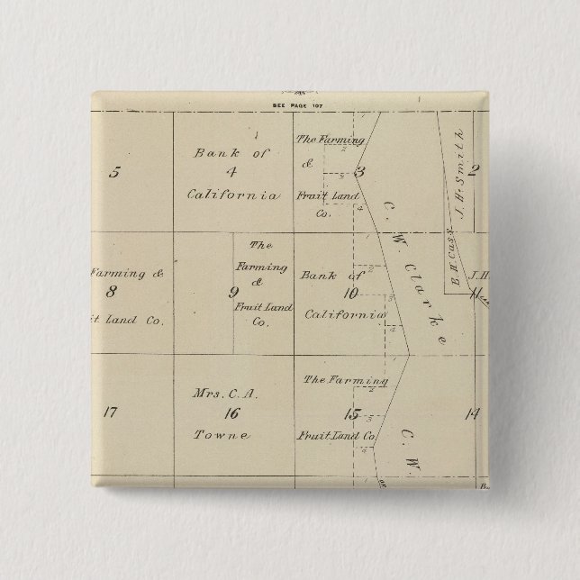 T24S R20E Tulare County Section Map 2 Inch Square Button (Front)