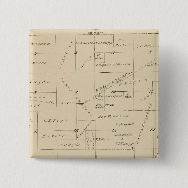 T24S R22E Tulare County Section Map 2 Inch Square Button (Front)