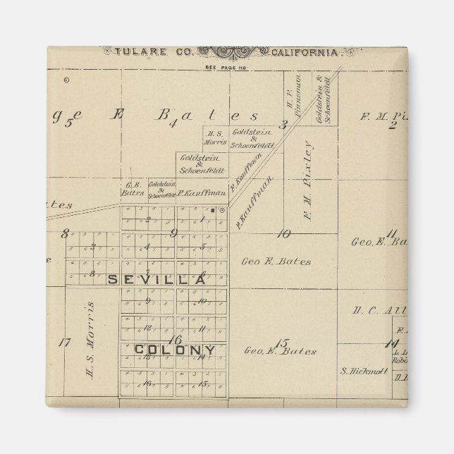 T24S R23E Tulare County Section Map Magnet (Front)
