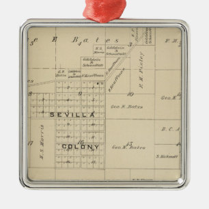 T24S R23E Tulare County Section Map Metal Ornament