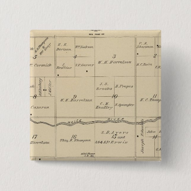 T24S R26E Tulare County Section Map 2 Inch Square Button (Front)