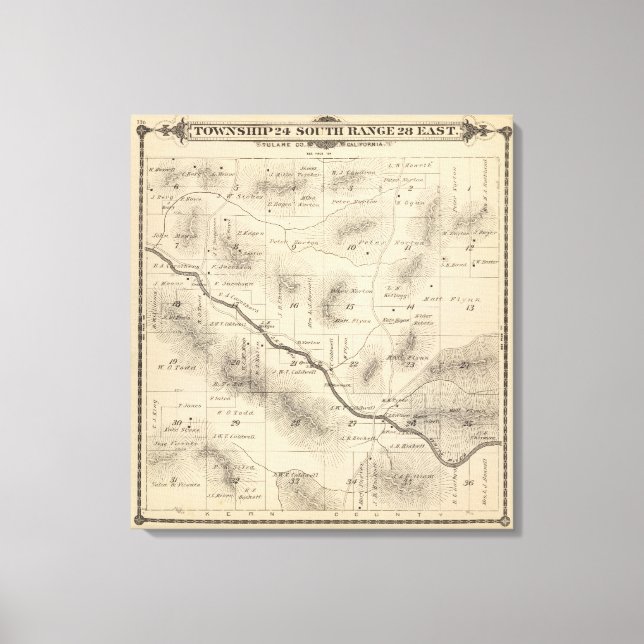 T24S R28E Tulare County Section Map Canvas Print (Front)