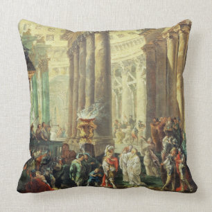 T28517 Capriccio of a Roman temple with Alexander Throw Pillow