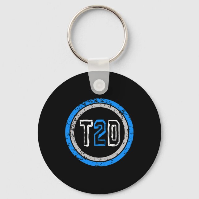T2d Blue Emblem Type 2 Diabetes Awareness  Keychain (Front)