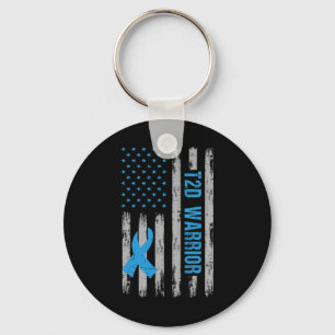 T2d Warrior Awareness American Flag Diabetic Diabe Keychain