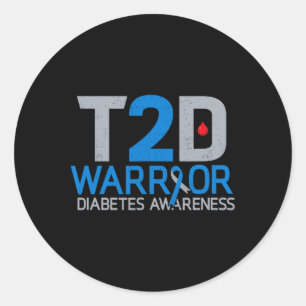 T2d Warrior Diabetes Awareness Type 2 Diabetic Fig Classic Round Sticker