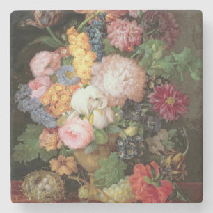 T30763 A Still Life of Flowers and Fruit (panel) Stone Coaster