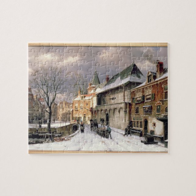 T31117 A View of a Dutch Town in Winter Jigsaw Puzzle (Horizontal)