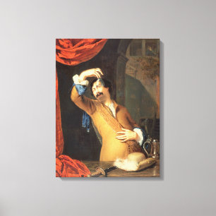 T31553 A Cavalier Standing at a Window Examining a Canvas Print