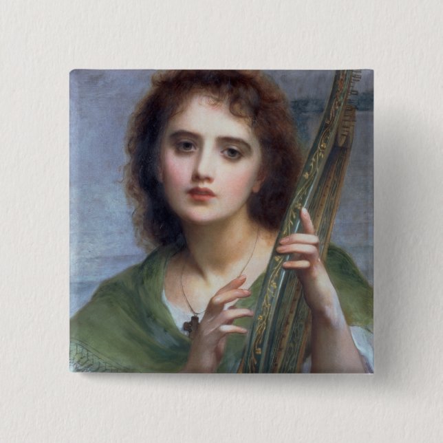 T31601 A Lady with Lyre (panel) 2 Inch Square Button (Front)