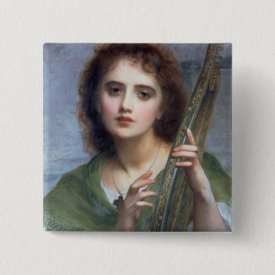 T31601 A Lady with Lyre (panel) 2 Inch Square Button
