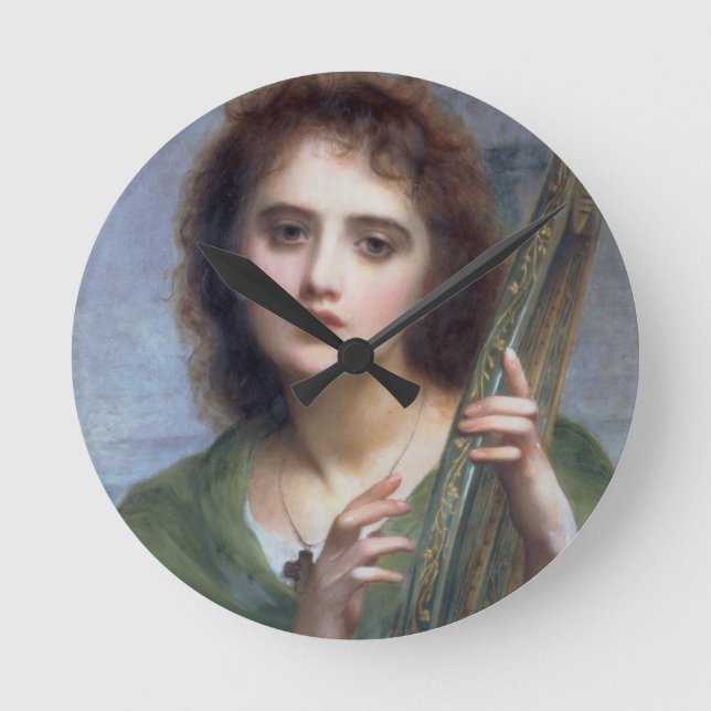 T31601 A Lady with Lyre (panel) Round Clock (Front)