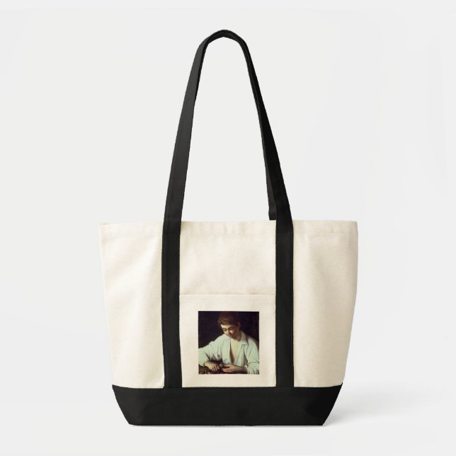 T31971 A Young Boy Peeling an Apple Tote Bag (Front)
