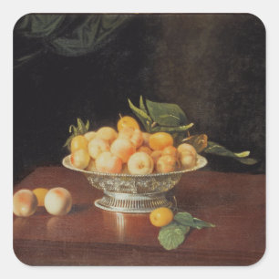 T32176 Still Life of Peaches, c.1700 Square Sticker