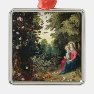T32789 The Madonna and Child in a Landscape (panel Metal Ornament