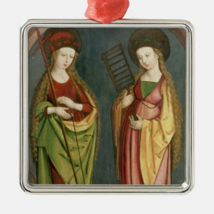 T32982 St. Margaret of Antioch and St. Faith, c.15 Metal Ornament