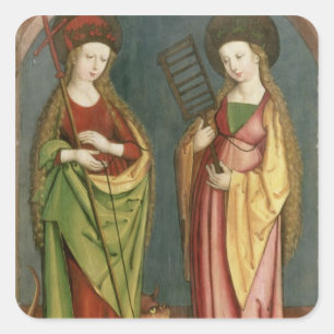 T32982 St. Margaret of Antioch and St. Faith, c.15 Square Sticker