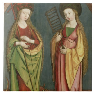 T32982 St. Margaret of Antioch and St. Faith, c.15 Tile