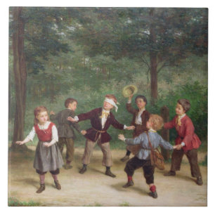 T33268 Blind Man's Buff 91316me; children; playing Tile