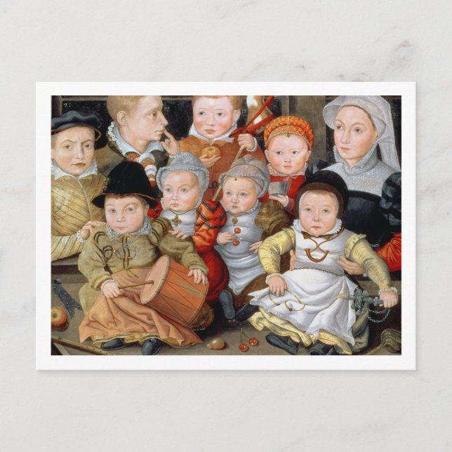 T33337 Portrait of a mother with her eight childre Postcard (Front)