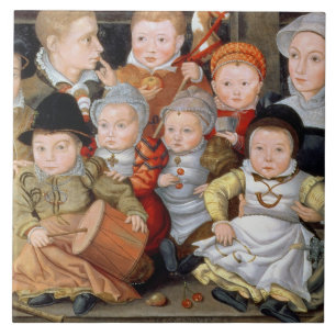 T33337 Portrait of a mother with her eight childre Tile