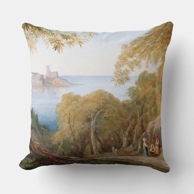 T33412 Landscape with View of Lerici, 1880 Throw Pillow (Front)