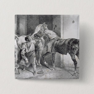 T34894 The English Farrier, 1822 (litho) 2 Inch Square Button