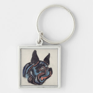 T35228 Dog (pastel on paper) Keychain